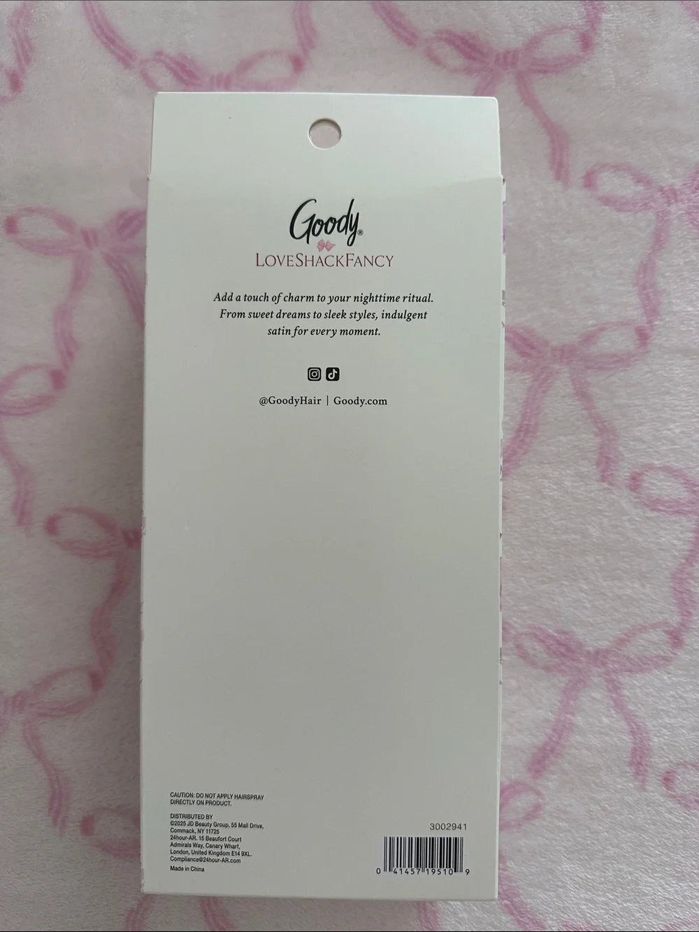 Goody LOVESHACKFANCY x target Sleep Mask & Scrunchie Set - Ribbon Rosa NEW